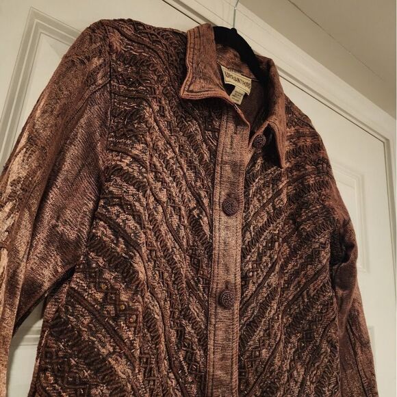 Urban Tribe vintage shiny brown button front jacket L - Picture 3 of 5